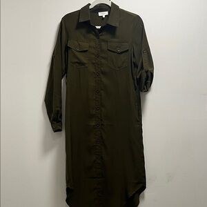 Boheme Dark Olive Long Sleeve Dress